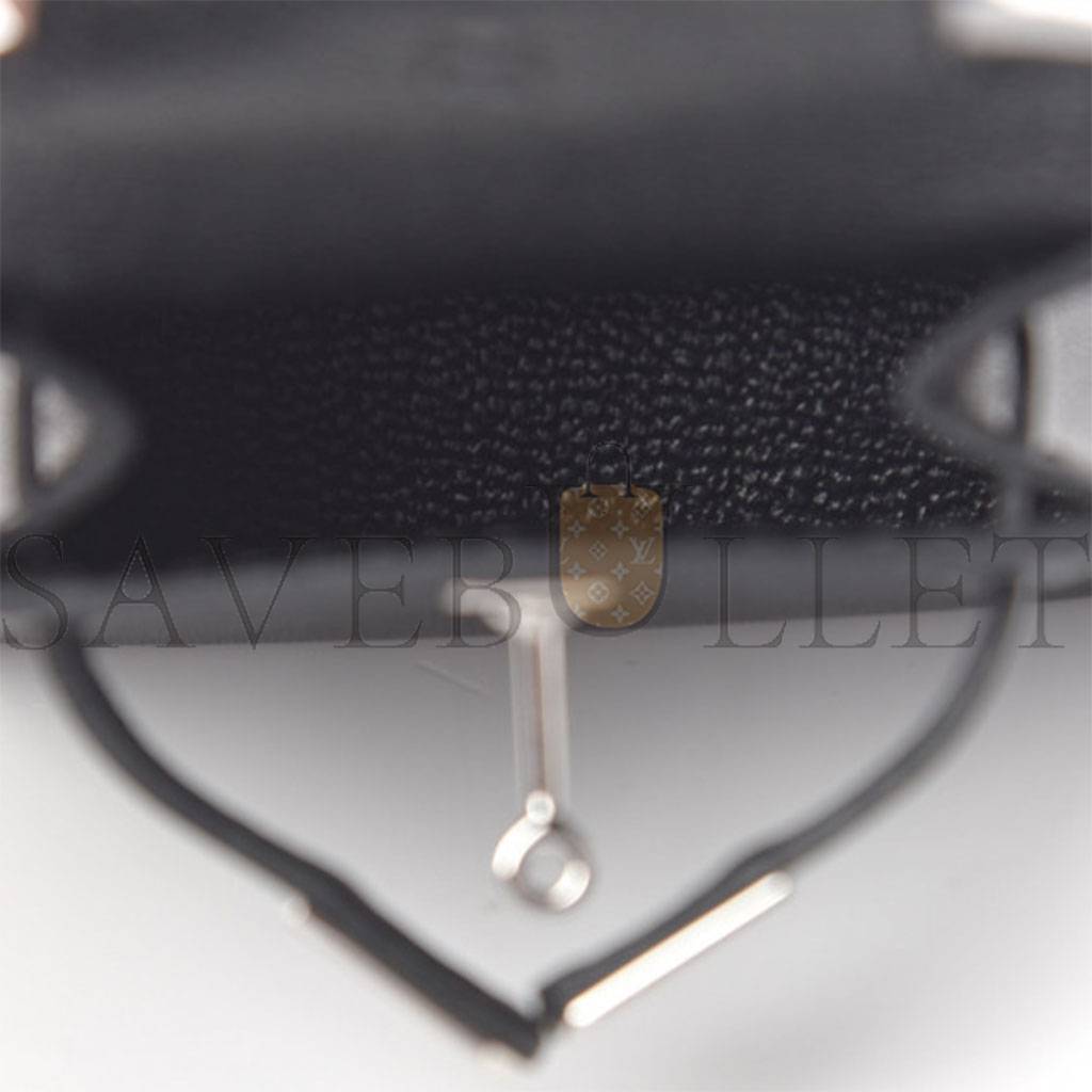 H**mes tadelakt mini kelly twilly bag charm black (3*3cm)